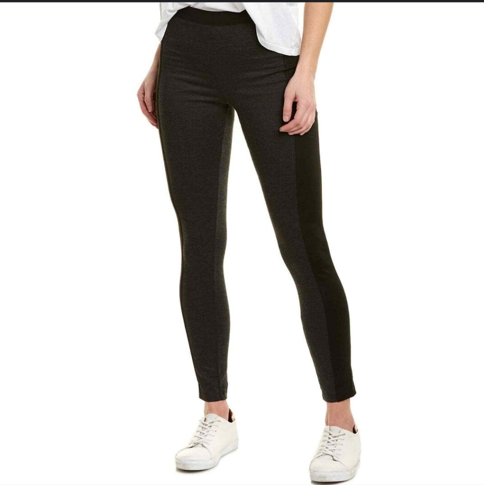 BCBGmaxzria Gray Pullover Skinny Jeggings Pants Wide Black Panels At Side Medium
